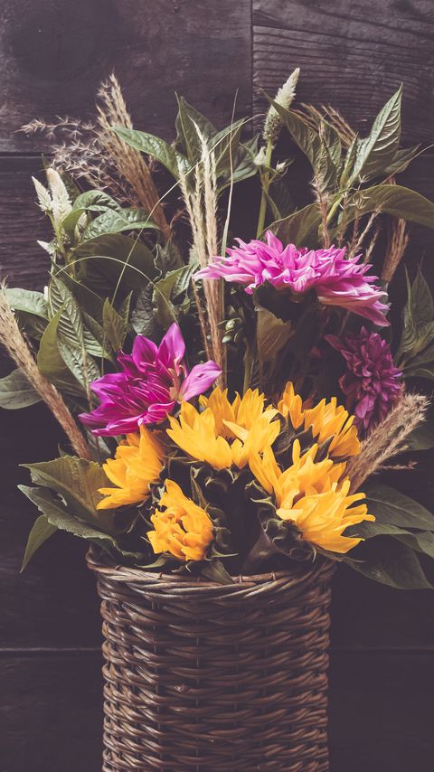 Download wallpaper 2160x3840 flowers, bouquet, basket samsung galaxy s4, s5, note, sony xperia z, z1, z2, z3, htc one, lenovo vibe hd background