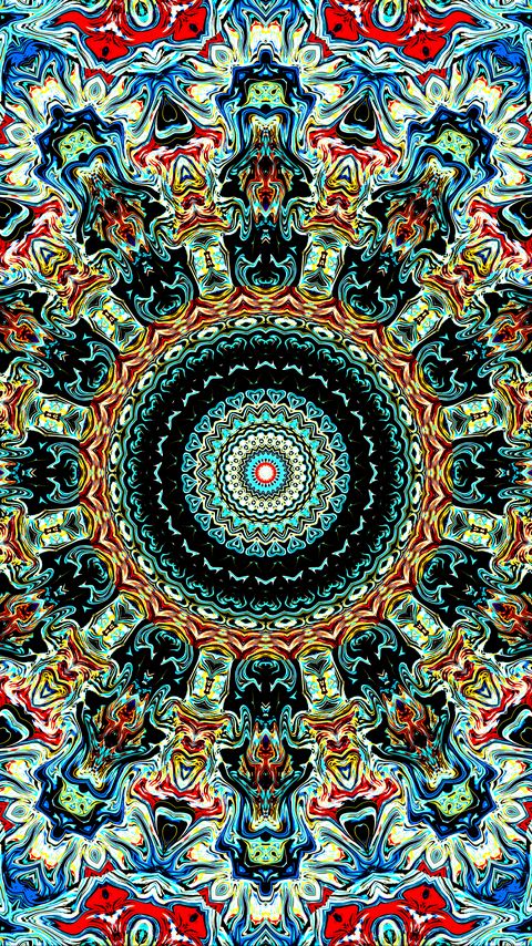 Download wallpaper 2160x3840 fractal, kaleidoscope, abstraction, circles, colorful samsung galaxy s4, s5, note, sony xperia z, z1, z2, z3, htc one, lenovo vibe hd background