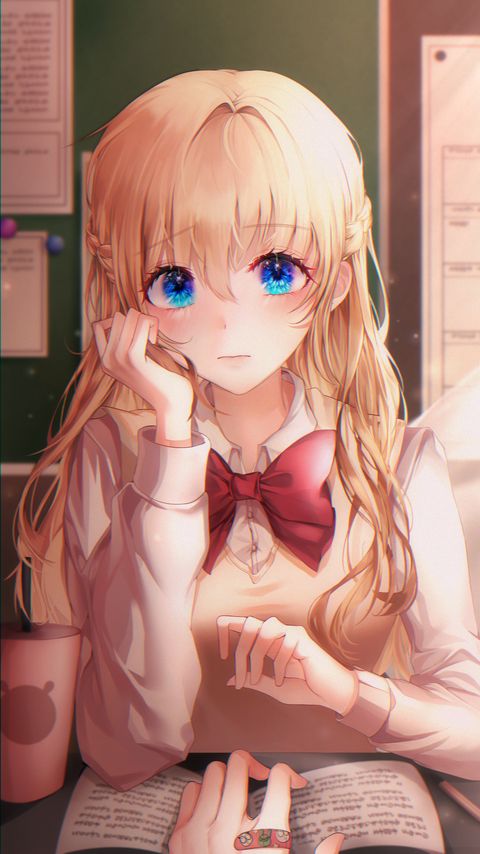 Download wallpaper 2160x3840 girl, bow, hand, anime samsung galaxy s4, s5, note, sony xperia z, z1, z2, z3, htc one, lenovo vibe hd background
