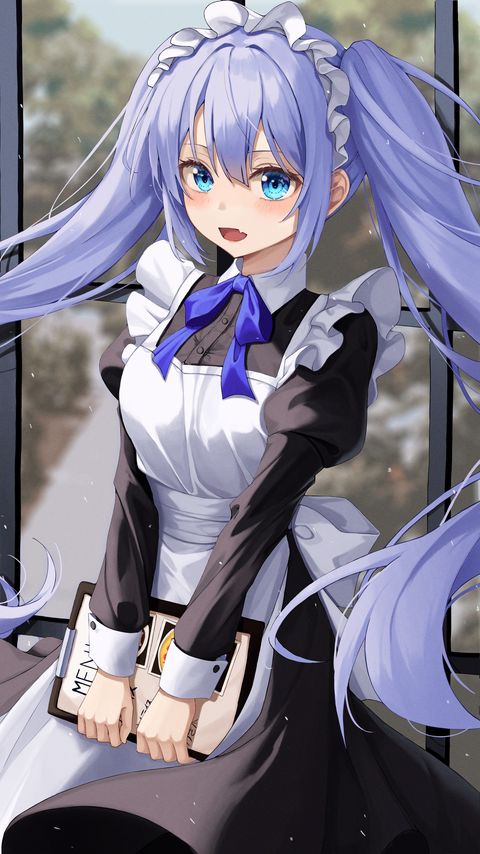 Download wallpaper 2160x3840 girl, bow, housemaid, anime samsung galaxy s4, s5, note, sony xperia z, z1, z2, z3, htc one, lenovo vibe hd background