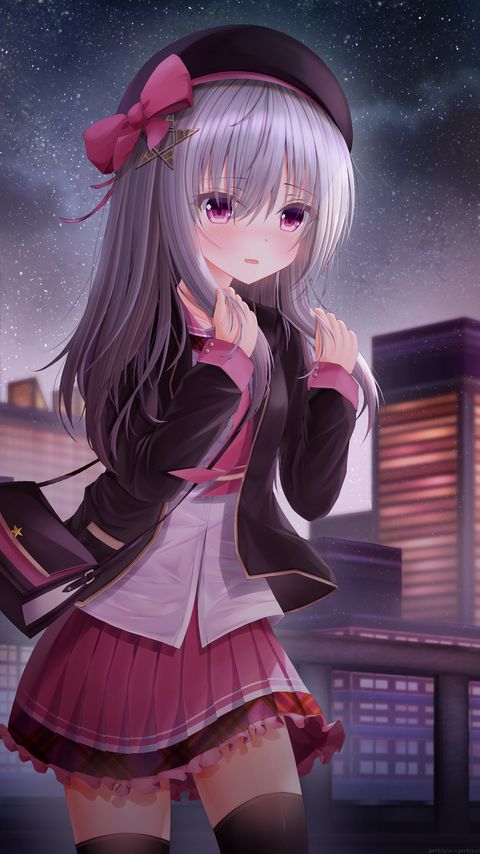 Download wallpaper 2160x3840 girl, bow, star, anime samsung galaxy s4, s5, note, sony xperia z, z1, z2, z3, htc one, lenovo vibe hd background