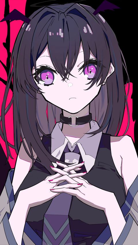 Download wallpaper 2160x3840 girl, choker, anime samsung galaxy s4, s5, note, sony xperia z, z1, z2, z3, htc one, lenovo vibe hd background