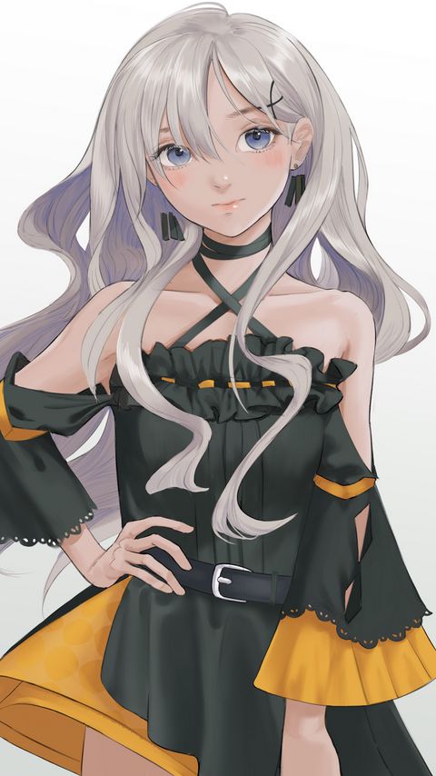 Download wallpaper 2160x3840 girl, dress, pose, glance, tenderness, anime samsung galaxy s4, s5, note, sony xperia z, z1, z2, z3, htc one, lenovo vibe hd background