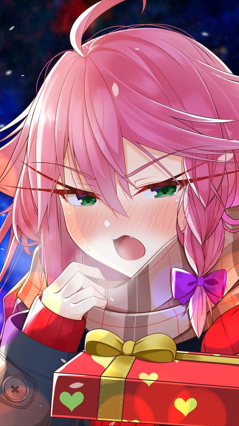 Download wallpaper 2160x3840 girl, gift, anime samsung galaxy s4, s5, note, sony xperia z, z1, z2, z3, htc one, lenovo vibe hd background