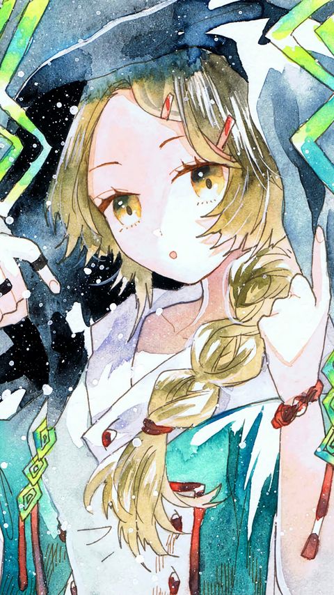 Download wallpaper 2160x3840 girl, hair, watercolor, anime samsung galaxy s4, s5, note, sony xperia z, z1, z2, z3, htc one, lenovo vibe hd background