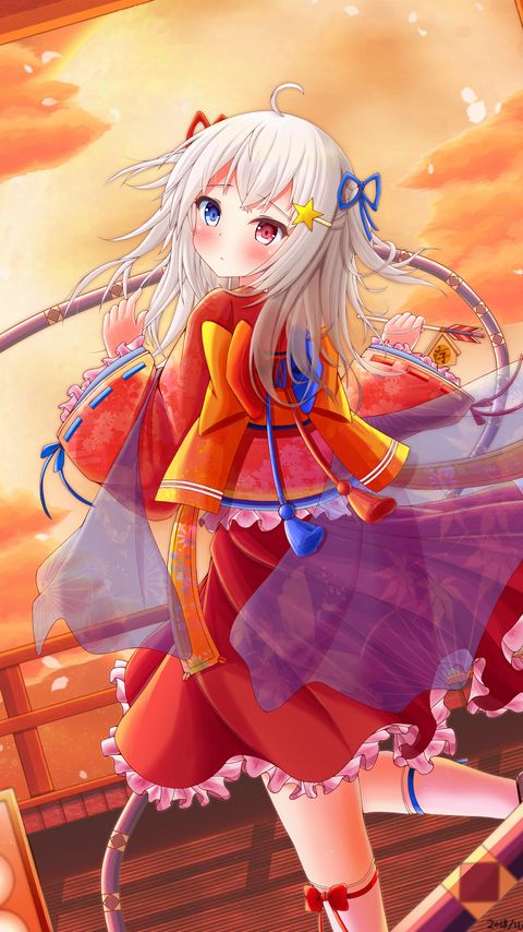 Download wallpaper 2160x3840 girl, heterochromia, anime samsung galaxy s4, s5, note, sony xperia z, z1, z2, z3, htc one, lenovo vibe hd background