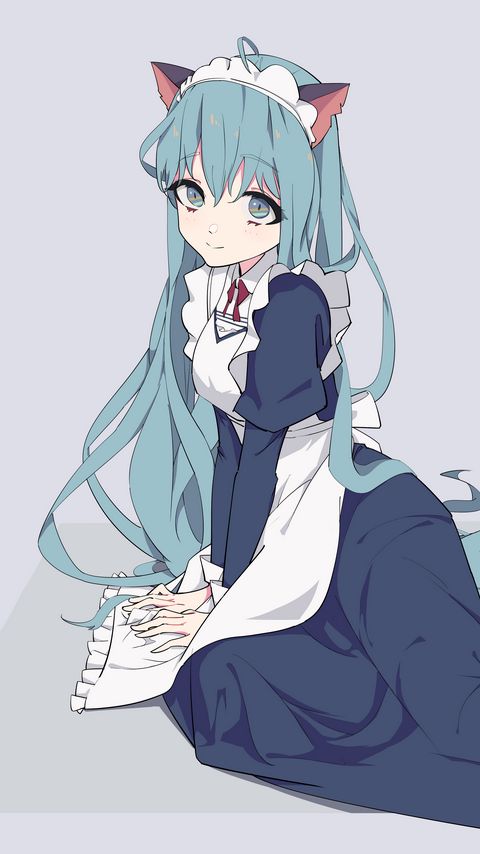 Download wallpaper 2160x3840 girl, neko, smile, housemaid, anime samsung galaxy s4, s5, note, sony xperia z, z1, z2, z3, htc one, lenovo vibe hd background
