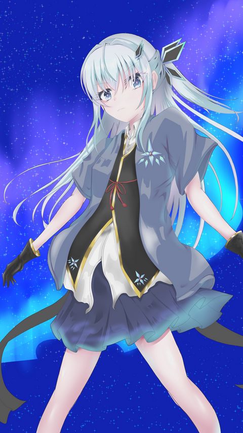 Download wallpaper 2160x3840 girl, northern lights, aurora, anime, art samsung galaxy s4, s5, note, sony xperia z, z1, z2, z3, htc one, lenovo vibe hd background