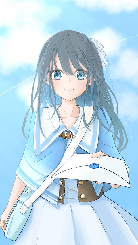 Download wallpaper 2160x3840 girl, postman, envelope, letter, anime samsung galaxy s4, s5, note, sony xperia z, z1, z2, z3, htc one, lenovo vibe hd background