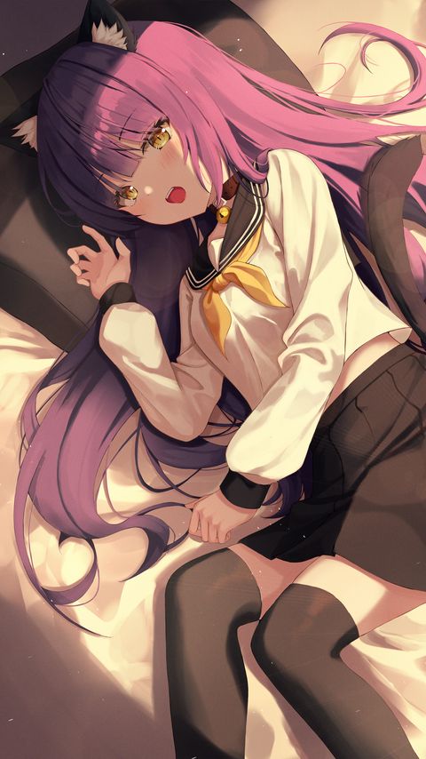 Download wallpaper 2160x3840 girl, sailor suit, bed, anime samsung galaxy s4, s5, note, sony xperia z, z1, z2, z3, htc one, lenovo vibe hd background
