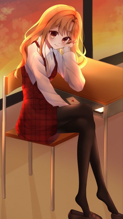 Download wallpaper 2160x3840 girl, smile, glance, anime, cute samsung galaxy s4, s5, note, sony xperia z, z1, z2, z3, htc one, lenovo vibe hd background