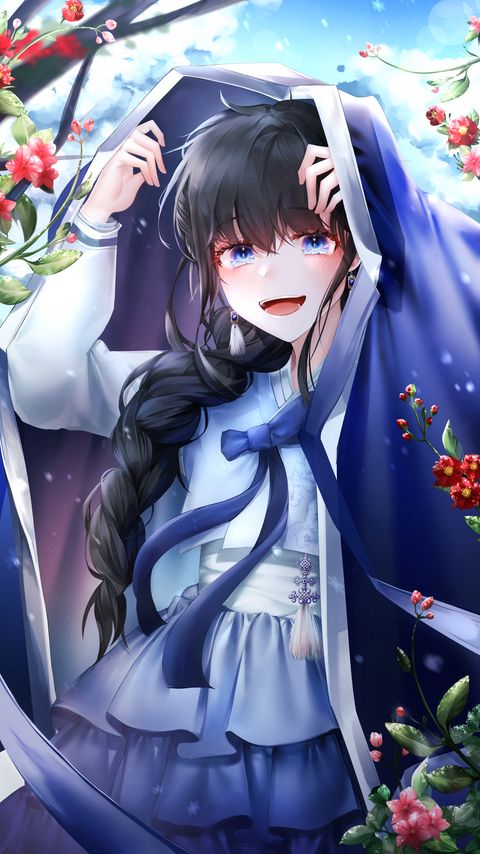 Download wallpaper 2160x3840 girl, smile, hood, anime samsung galaxy s4, s5, note, sony xperia z, z1, z2, z3, htc one, lenovo vibe hd background