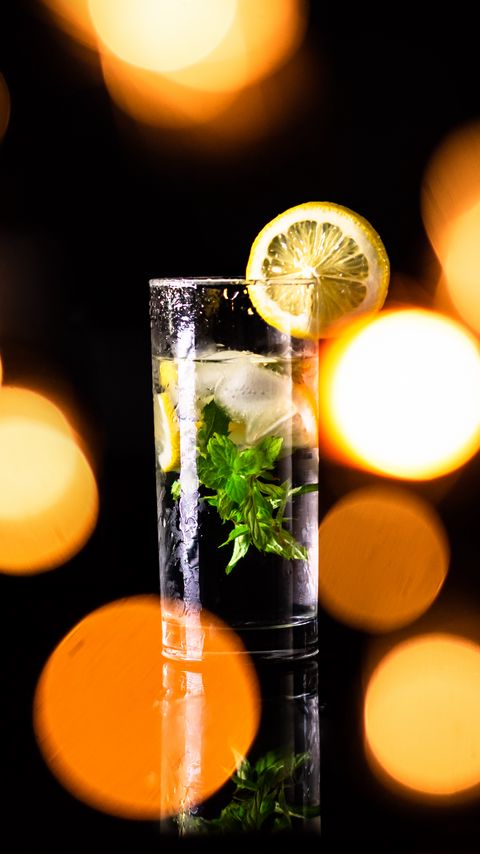 Download wallpaper 2160x3840 glass, water, ice, mint, lemon, drink samsung galaxy s4, s5, note, sony xperia z, z1, z2, z3, htc one, lenovo vibe hd background