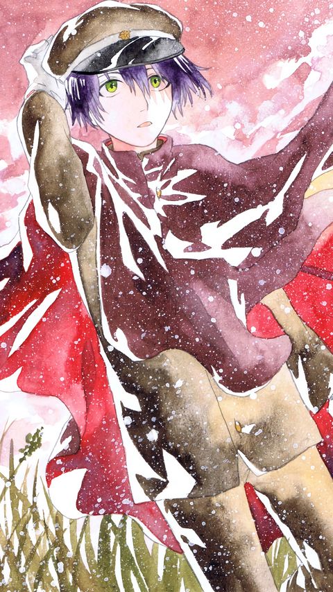 Download wallpaper 2160x3840 guy, cap, watercolor, anime samsung galaxy s4, s5, note, sony xperia z, z1, z2, z3, htc one, lenovo vibe hd background