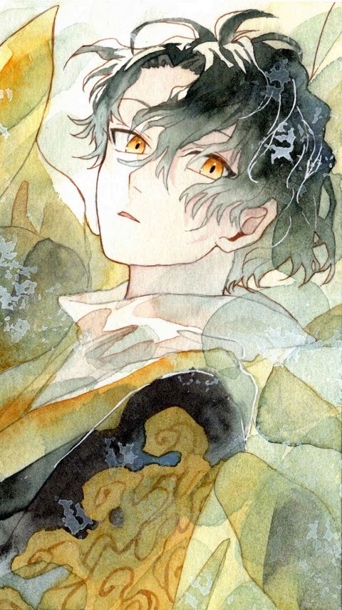 Download wallpaper 2160x3840 guy, eyes, hair, watercolor, anime samsung galaxy s4, s5, note, sony xperia z, z1, z2, z3, htc one, lenovo vibe hd background