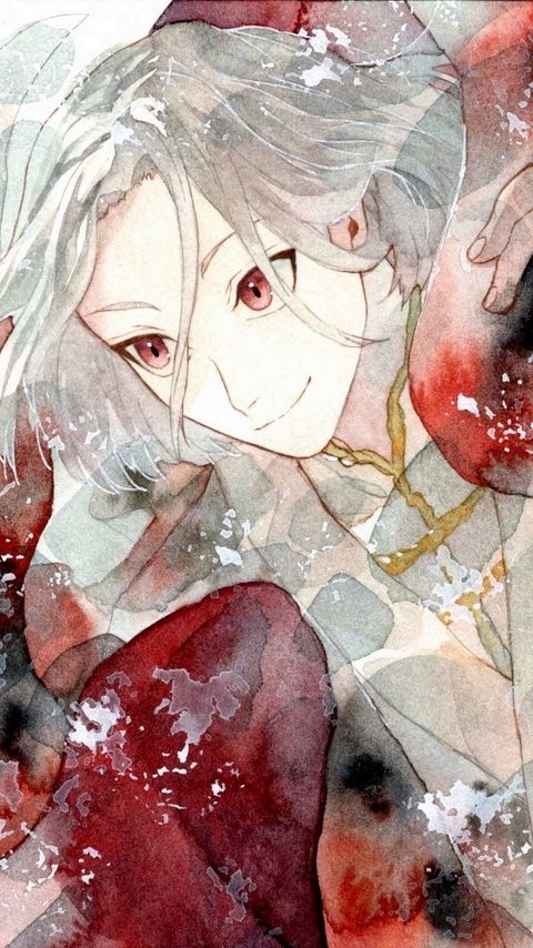 Download wallpaper 2160x3840 guy, smile, watercolor, kimono, anime samsung galaxy s4, s5, note, sony xperia z, z1, z2, z3, htc one, lenovo vibe hd background