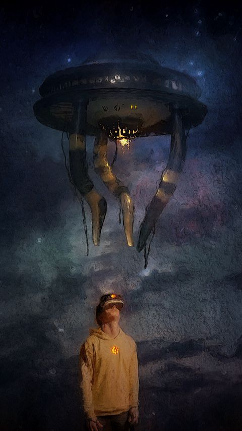 Download wallpaper 2160x3840 guy, virtuality, glasses, spaceship, art samsung galaxy s4, s5, note, sony xperia z, z1, z2, z3, htc one, lenovo vibe hd background