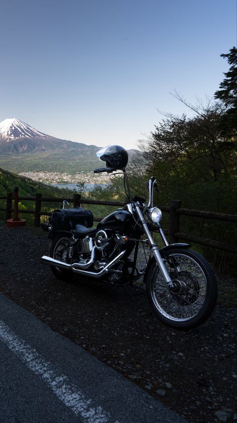 Download wallpaper 2160x3840 harley davidson, motorcycle, bike, asphalt, view samsung galaxy s4, s5, note, sony xperia z, z1, z2, z3, htc one, lenovo vibe hd background
