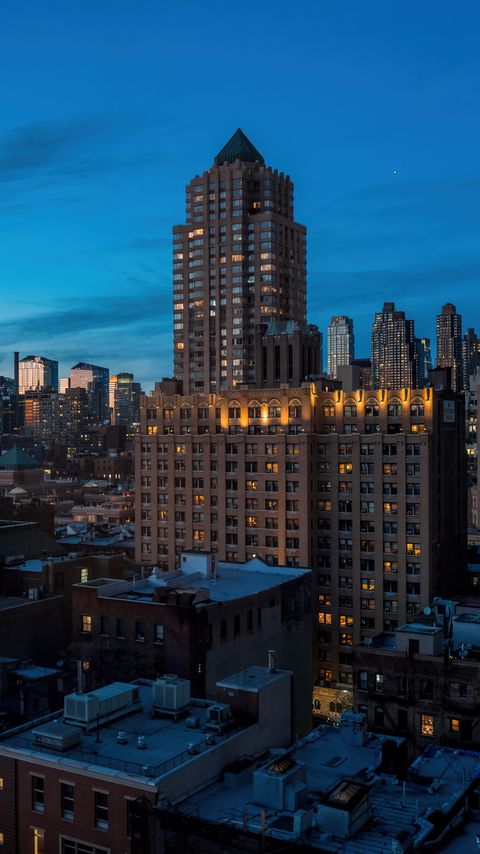 Download wallpaper 2160x3840 houses, buildings, lights, twilight, city samsung galaxy s4, s5, note, sony xperia z, z1, z2, z3, htc one, lenovo vibe hd background