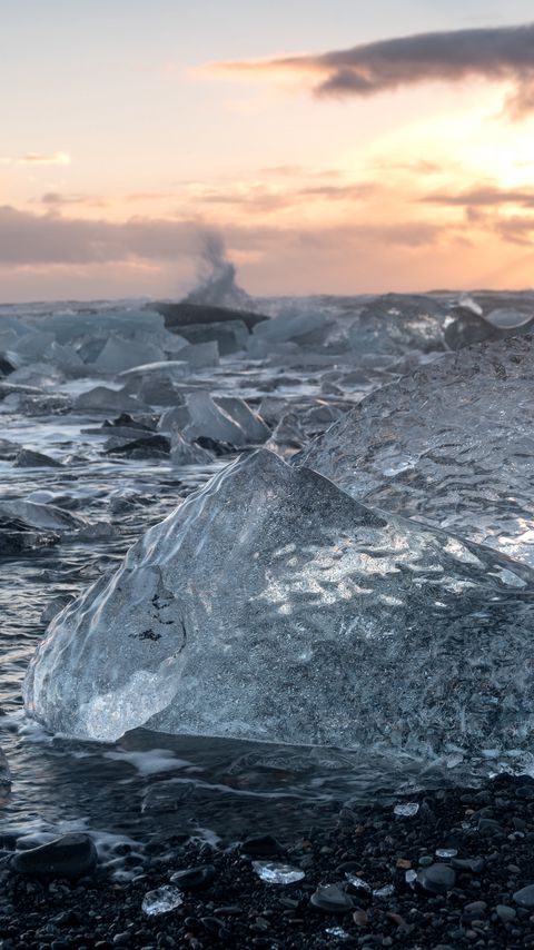 Download wallpaper 2160x3840 ice, coast, sea, nature samsung galaxy s4, s5, note, sony xperia z, z1, z2, z3, htc one, lenovo vibe hd background