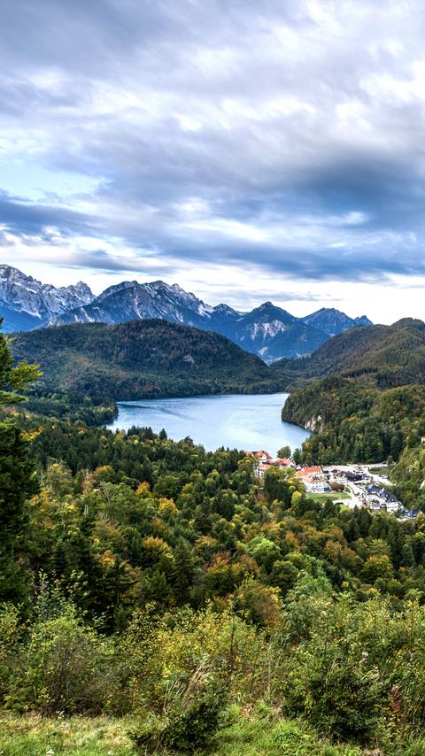 Download wallpaper 2160x3840 lake, hills, mountains, trees, landscape samsung galaxy s4, s5, note, sony xperia z, z1, z2, z3, htc one, lenovo vibe hd background