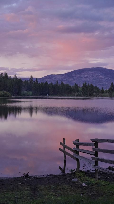 Download wallpaper 2160x3840 lake, shore, dusk, evening, landscape samsung galaxy s4, s5, note, sony xperia z, z1, z2, z3, htc one, lenovo vibe hd background