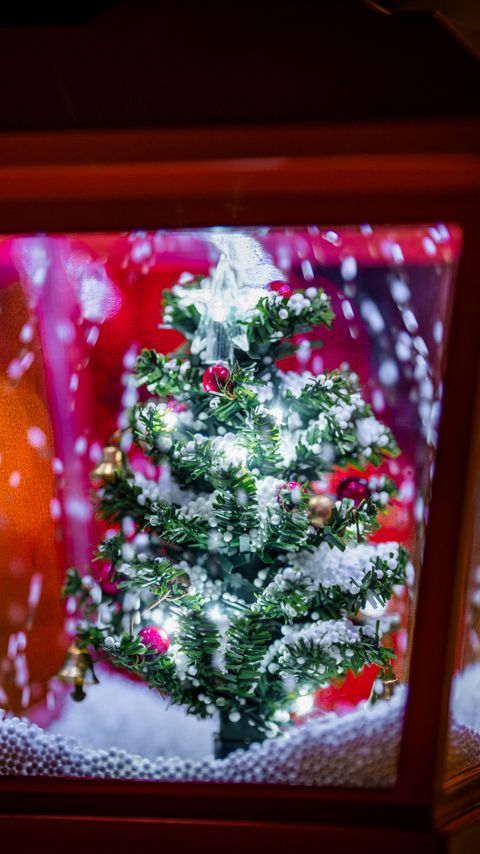 Download wallpaper 2160x3840 lamp, spruce, snow, decor, new year samsung galaxy s4, s5, note, sony xperia z, z1, z2, z3, htc one, lenovo vibe hd background