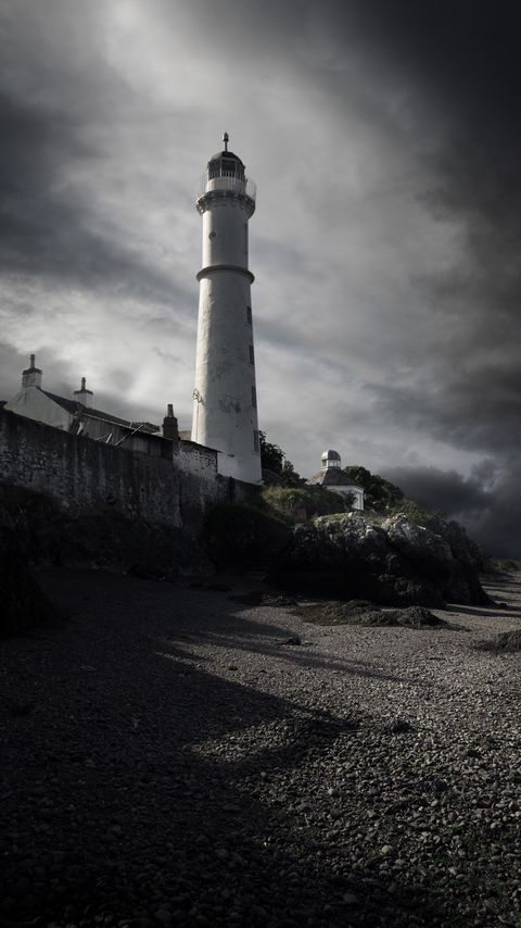 Download wallpaper 2160x3840 lighthouse, coast, pebbles samsung galaxy s4, s5, note, sony xperia z, z1, z2, z3, htc one, lenovo vibe hd background