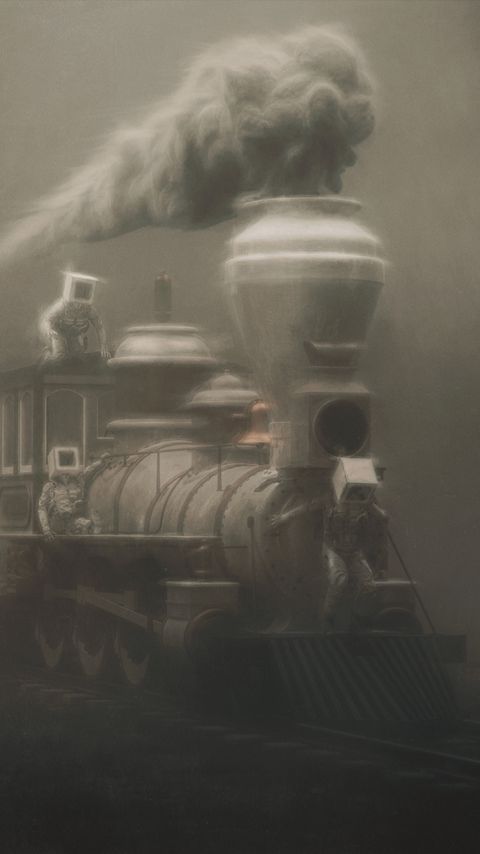 Download wallpaper 2160x3840 locomotive, smoke, art samsung galaxy s4, s5, note, sony xperia z, z1, z2, z3, htc one, lenovo vibe hd background