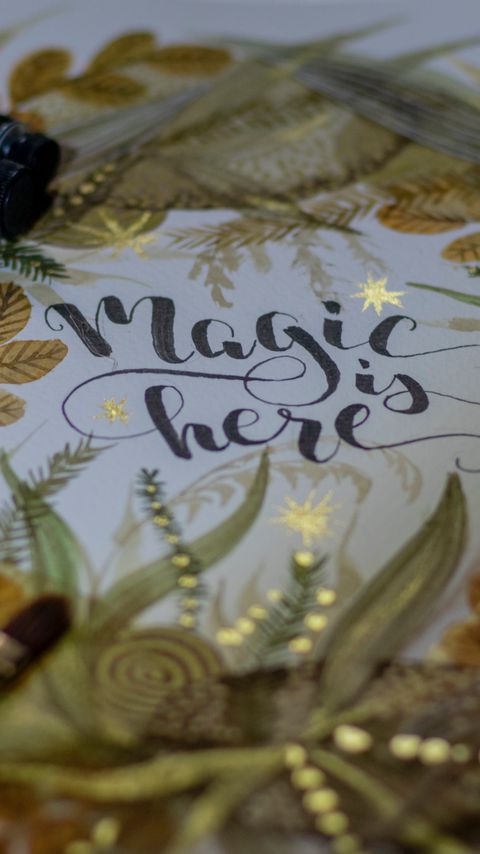 Download wallpaper 2160x3840 magic is here, stars, inscription, words samsung galaxy s4, s5, note, sony xperia z, z1, z2, z3, htc one, lenovo vibe hd background