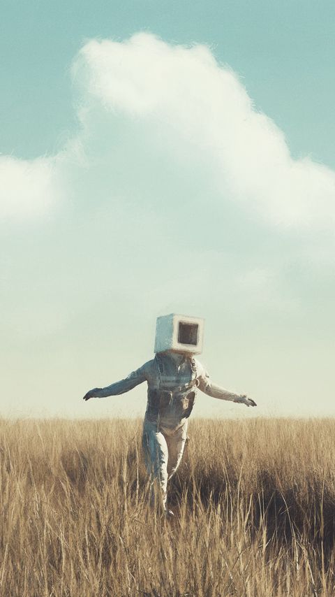 Download wallpaper 2160x3840 man, cube, freedom, field, art samsung galaxy s4, s5, note, sony xperia z, z1, z2, z3, htc one, lenovo vibe hd background
