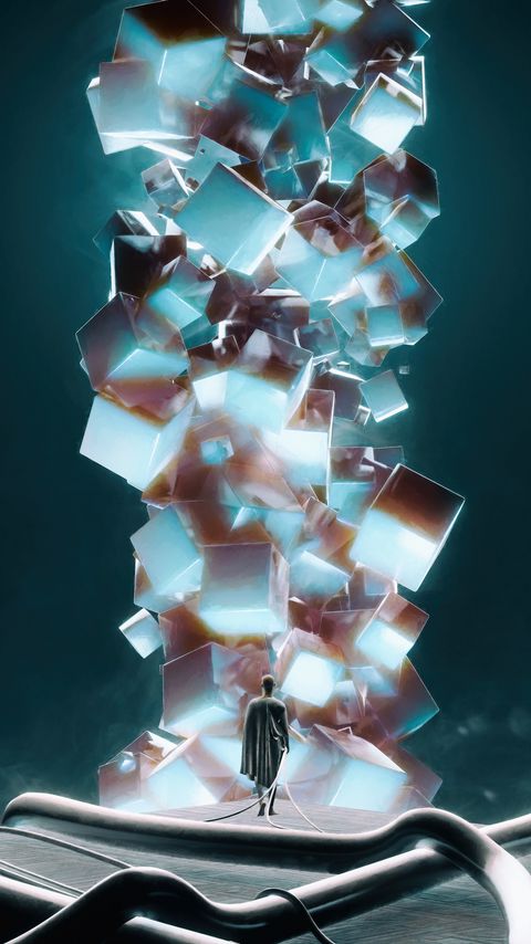 Download wallpaper 2160x3840 man, cubes, glow, art samsung galaxy s4, s5, note, sony xperia z, z1, z2, z3, htc one, lenovo vibe hd background
