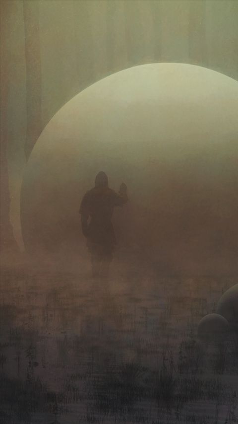 Download wallpaper 2160x3840 man, silhouette, ball, fog, art samsung galaxy s4, s5, note, sony xperia z, z1, z2, z3, htc one, lenovo vibe hd background