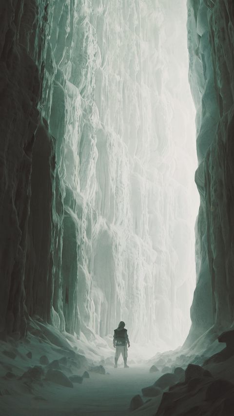 Download wallpaper 2160x3840 man, silhouette, cave, fog, art samsung galaxy s4, s5, note, sony xperia z, z1, z2, z3, htc one, lenovo vibe hd background