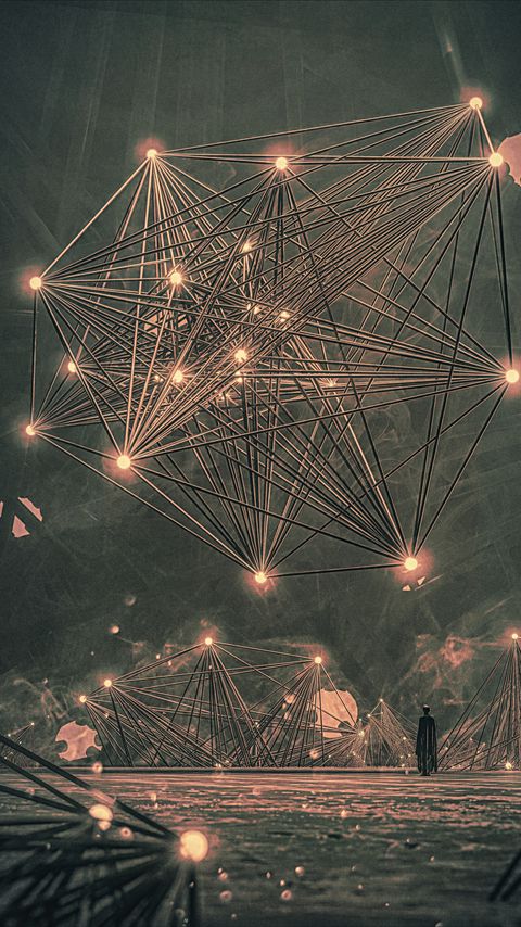 Download wallpaper 2160x3840 man, silhouette, constructions, lights, glow, art samsung galaxy s4, s5, note, sony xperia z, z1, z2, z3, htc one, lenovo vibe hd background