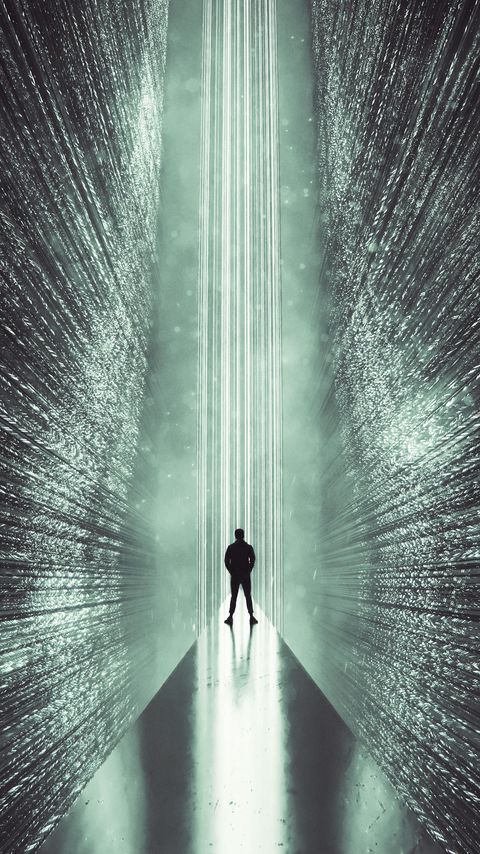 Download wallpaper 2160x3840 man, silhouette, tunnel, light, glow samsung galaxy s4, s5, note, sony xperia z, z1, z2, z3, htc one, lenovo vibe hd background