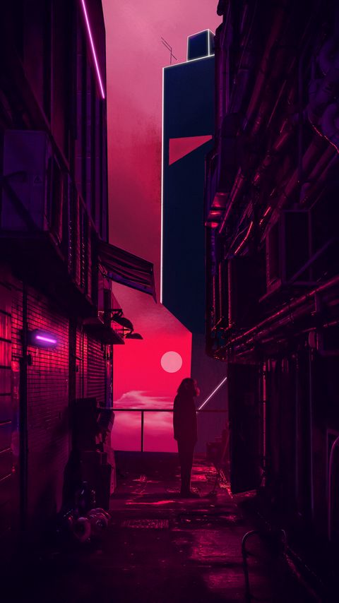 Download wallpaper 2160x3840 monkey, door, building, neon, twilight, art samsung galaxy s4, s5, note, sony xperia z, z1, z2, z3, htc one, lenovo vibe hd background