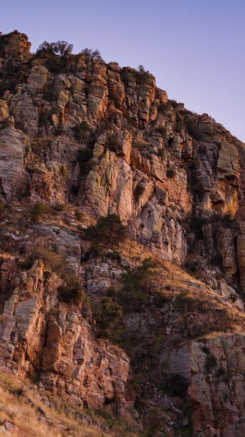 Download wallpaper 2160x3840 mountain, rock, stones, grass, dry, nature samsung galaxy s4, s5, note, sony xperia z, z1, z2, z3, htc one, lenovo vibe hd background