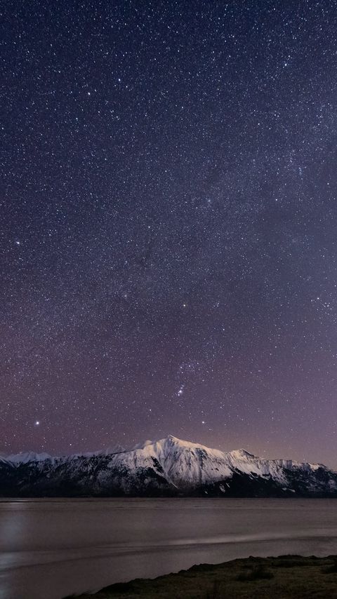 Download wallpaper 2160x3840 mountain, snow, sea, starry sky, night samsung galaxy s4, s5, note, sony xperia z, z1, z2, z3, htc one, lenovo vibe hd background