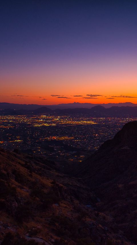 Download wallpaper 2160x3840 mountains, lights, city, twilight, dark samsung galaxy s4, s5, note, sony xperia z, z1, z2, z3, htc one, lenovo vibe hd background
