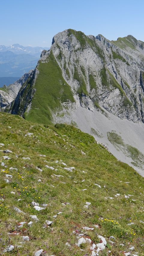 Download wallpaper 2160x3840 mountains, slopes, grass, nature samsung galaxy s4, s5, note, sony xperia z, z1, z2, z3, htc one, lenovo vibe hd background