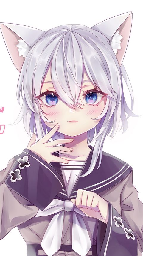 Download wallpaper 2160x3840 neko, ears, glance, anime, cute samsung galaxy s4, s5, note, sony xperia z, z1, z2, z3, htc one, lenovo vibe hd background