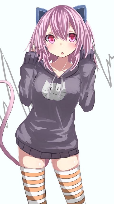 Download wallpaper 2160x3840 neko, ears, sweatshirt, anime, cute samsung galaxy s4, s5, note, sony xperia z, z1, z2, z3, htc one, lenovo vibe hd background