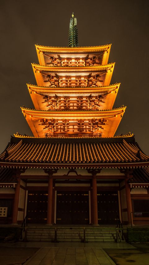 Download wallpaper 2160x3840 pagoda, roof, glow, japan samsung galaxy s4, s5, note, sony xperia z, z1, z2, z3, htc one, lenovo vibe hd background