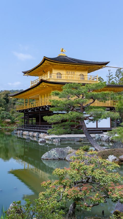 Download wallpaper 2160x3840 pagoda, trees, pond, nature samsung galaxy s4, s5, note, sony xperia z, z1, z2, z3, htc one, lenovo vibe hd background