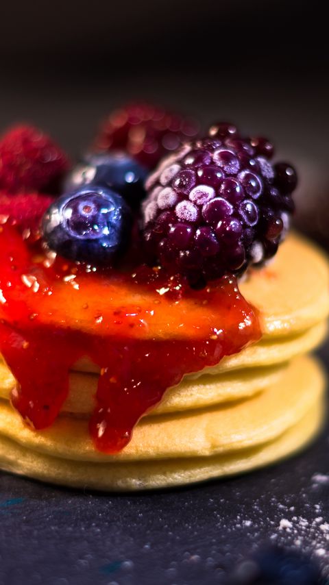 Download wallpaper 2160x3840 pancakes, berries, jam, dessert samsung galaxy s4, s5, note, sony xperia z, z1, z2, z3, htc one, lenovo vibe hd background