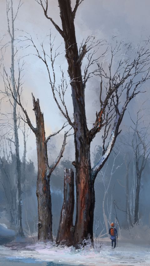 Download wallpaper 2160x3840 people, trees, forest, winter, art samsung galaxy s4, s5, note, sony xperia z, z1, z2, z3, htc one, lenovo vibe hd background
