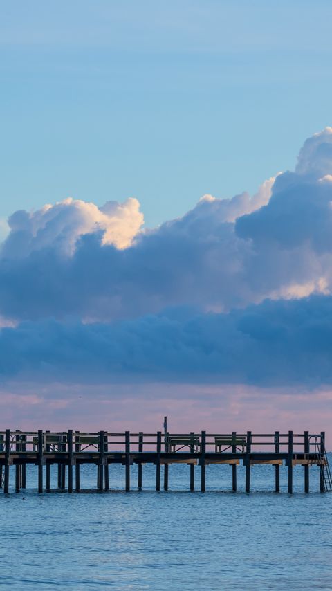 Download wallpaper 2160x3840 pier, sea, horizon samsung galaxy s4, s5, note, sony xperia z, z1, z2, z3, htc one, lenovo vibe hd background