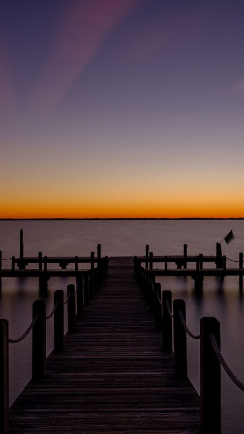 Download wallpaper 2160x3840 pier, sea, horizon, twilight samsung galaxy s4, s5, note, sony xperia z, z1, z2, z3, htc one, lenovo vibe hd background