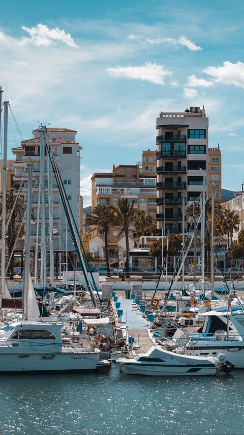 Download wallpaper 2160x3840 pier, yachts, boats, buildings, sea samsung galaxy s4, s5, note, sony xperia z, z1, z2, z3, htc one, lenovo vibe hd background